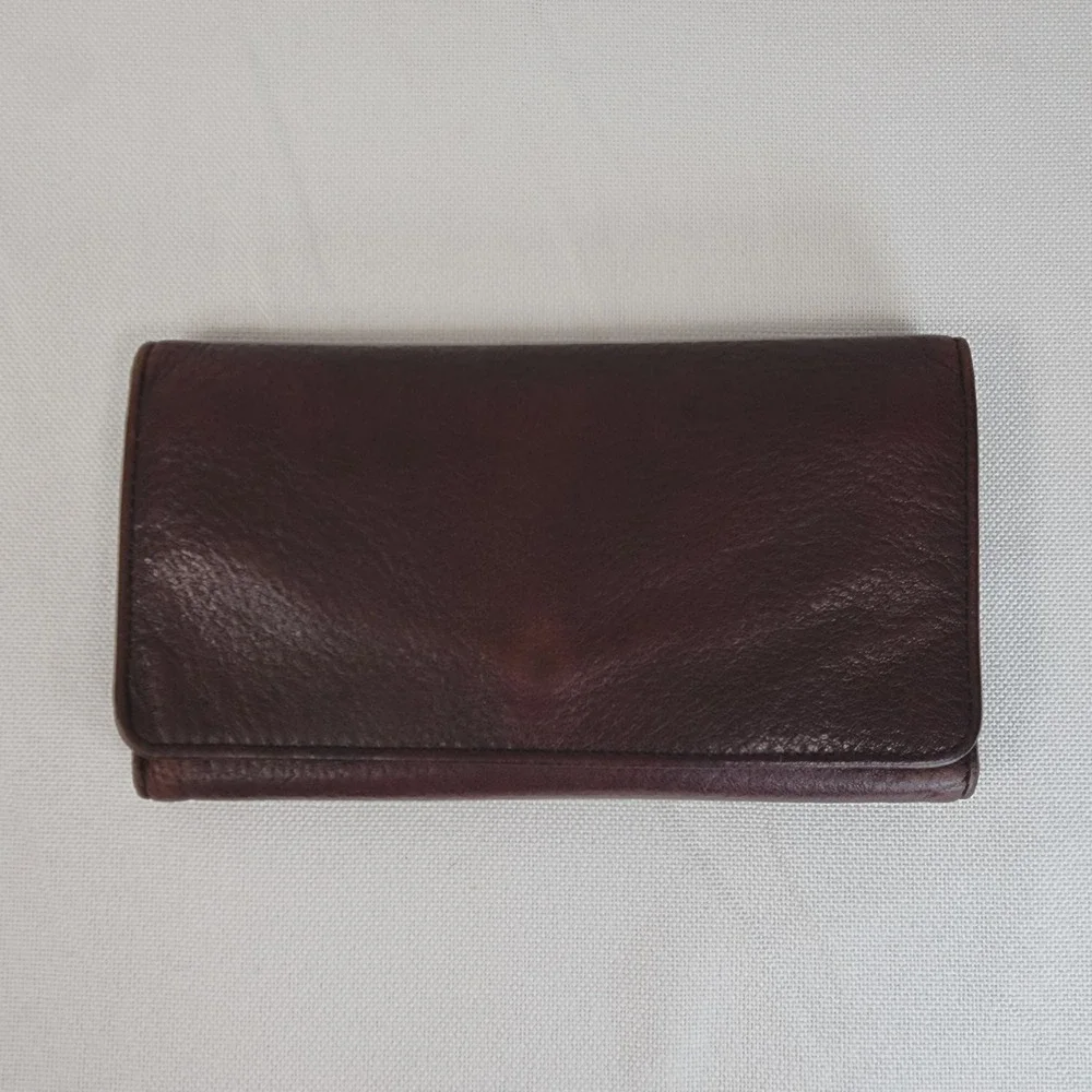 Osgoode Marley RFID Dark Brown Full Grain Leather Wallet W/Checkbook Holder